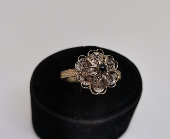 MARDİN DAMGALI TELKARİ İŞÇİLİKLİ ÖZEL YAPIM GÜMÜŞ YÜZÜK