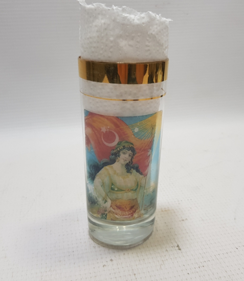 CUMHURİYET BAŞLARI ÇOK NADİR ALTIN VARAKLI VE AY YILDIZLI NADİR RAKI BARDAĞI