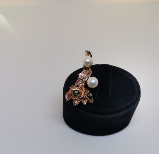 İNCİ VE PIRLANTA TAŞLI KOLYE UCU