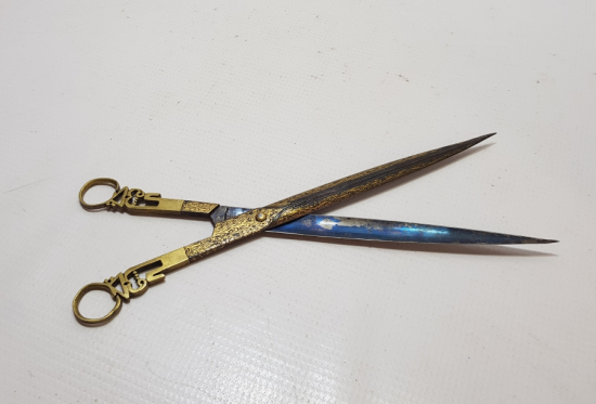 OSMANLI DÖNEMİ TAMAMI ALTIN ÇAKMA İŞÇİLİKLİ ÇOK NADİR HATTAT MAKASI