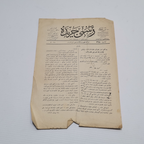 TÜRKİYE CUMHURİYETİNİN İLK RESMİ GAZETESİ - CERİDE-İ RESMİYYE GAZETESİ