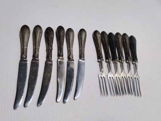 GÜMÜŞ SAPLI ALTILI ÇATAL BIÇAK SETİ