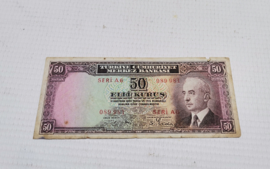 İSMET İNÖNÜ BATAN GEMİ NADİR KAĞIT 50 KURUŞ