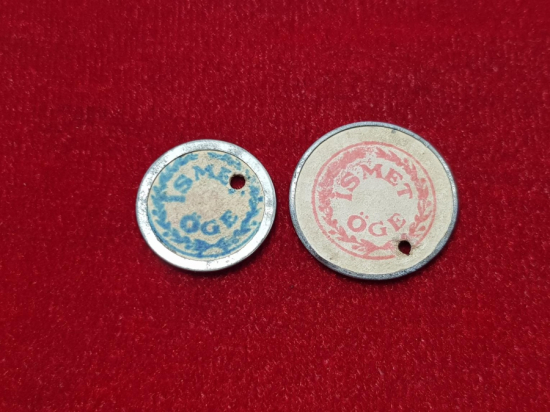 İSMET ÖGE YAZILI BİR ÇİFT ZEYTİN TOPLAMA JETONU