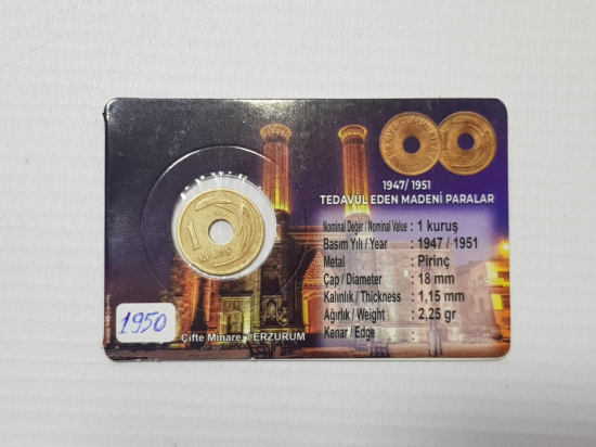 1950 TARİHLİ DELİKLİ 1 KURUŞ
