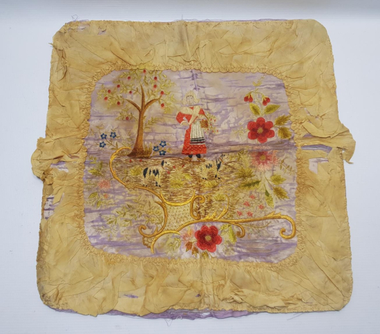 OSMANLI DÖNEMİ İZMİR RUM İŞİ EL İŞLEME İPEK PANO