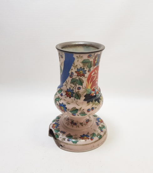 OSMANLI DÖNEMİ EL BOYAMA BÜYÜK BOY CAM OPALİN GAZ LAMBASI ALTI