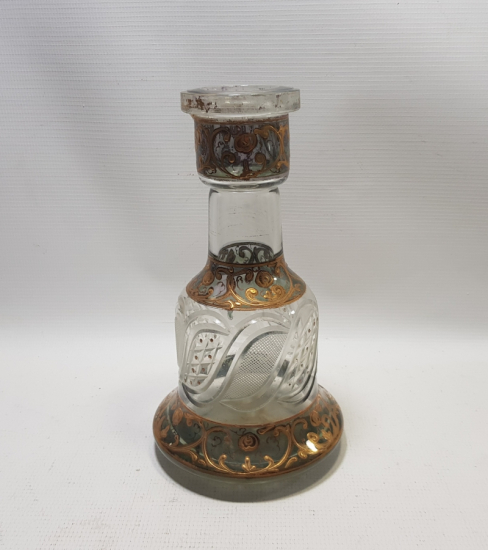 KRİSTAL KESME İŞÇİLİKLİ VE MİNELİ OSMANLI DÖNEMİ CAM NARGİLE ALTI