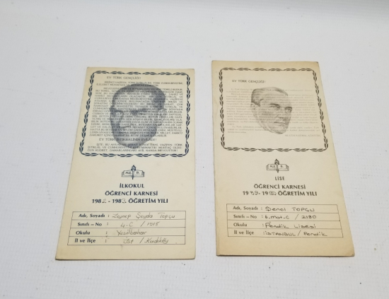 1980LERDEN 2 ADET ANTİKA KARNE