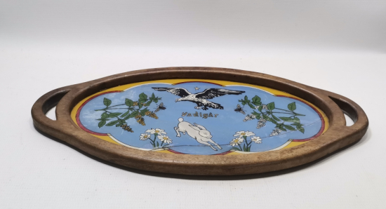 CUMHURİYET BAŞLARI EL BOYAMA NADİR SİNOP CEZAEVİ HATIRASI AHŞAP TEPSİ