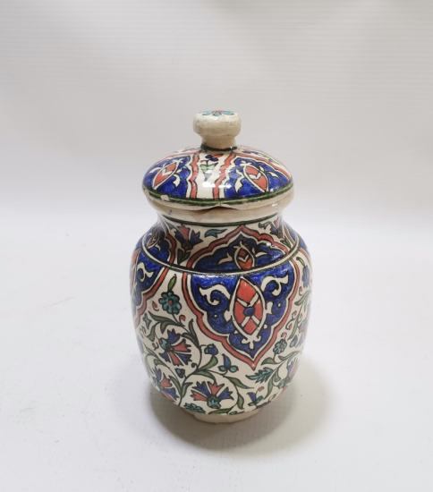 EL BOYAMA ANTİKA KÜTAHYA KAPAKLI KAVANOZ