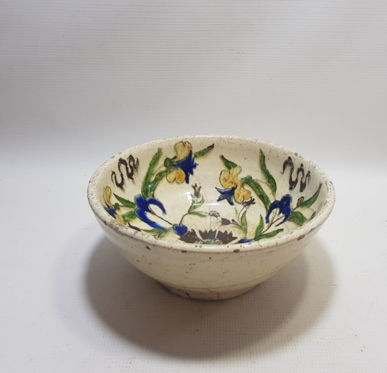 18.YY MELEKLİ VE ÇİN BULUTLU NADİR İZNİK KASE