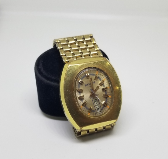 HISLON MARKA ALTIN KAPLAMA TAKVİMLİ OTOMATİK KOL SAATİ