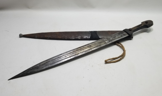 ORİJİNAL KININDA OSMANLI DÖNEMİ BÜYÜK BOY USTA DAMGALI ÇERKES SAVAŞ KILICI