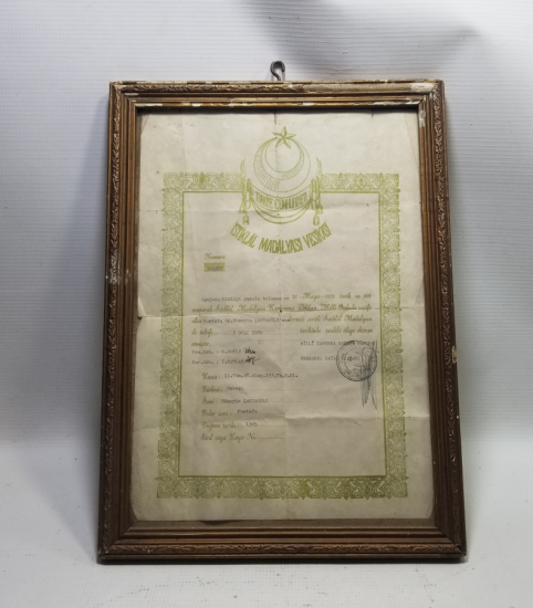 ÇOK YÜKSEK KONDİSYONDA NADİR İSTİKLAL MADALYASI BERATI