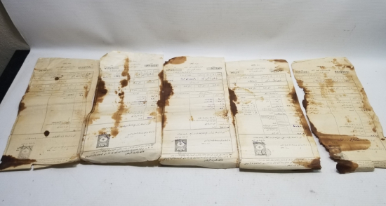 ORİJİNAL PULLARIYLA OSMANLI DÖNEMİ 5 ADET OSMANLI MAKBUZ