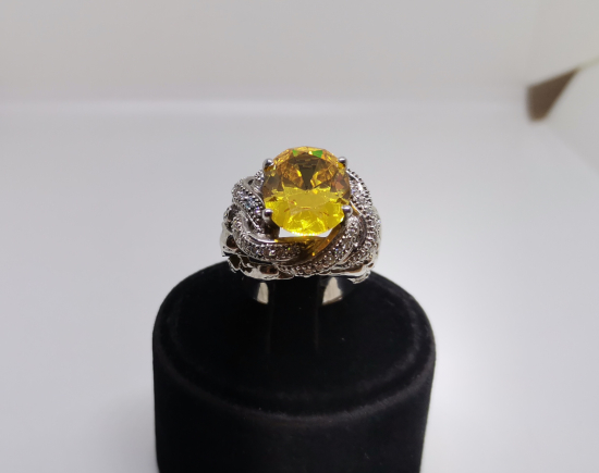 SİTRİN VE PIRLANTA TAŞLI SARIK MODELİ YÜZÜK