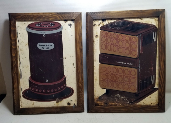 2 ADET ANTİKA EL BOYAMA EMAYESAN REKLAM TABELASI