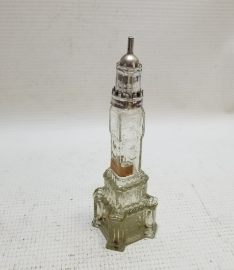 ÜZERİ AY YILDIZ VE İZMİR SAAT KULESİ FİGÜRLÜ ANTİKA CAM KOLONYA ŞİŞESİ