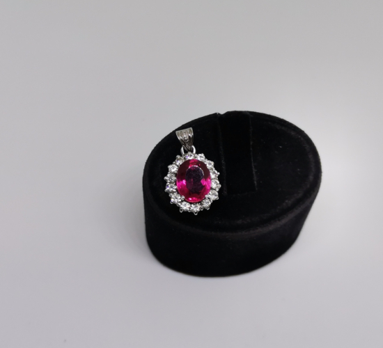 MARGAZİT VE YAKUT TAŞLI GÜMÜŞ KOLYE UCU