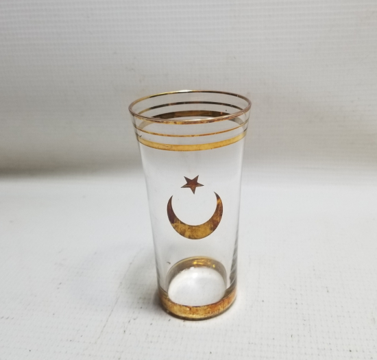 ÜZERİ AY YILDIZLI VE ALTIN VARAKLI NADİR RAKI BARDAĞI