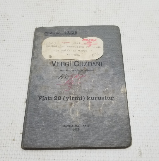 CUMHURİYET BAŞLARI ANTİKA VERGİ CÜZDANI