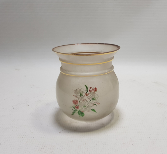 ÜZERİ ALTIN VARAKLI ANTİKA CAM GAZ LAMBASI BACASI - FANUSU