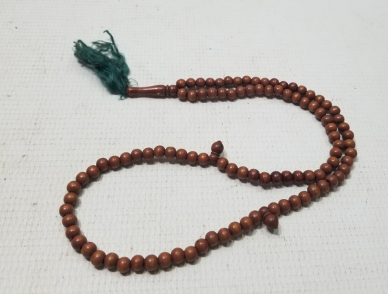 İÇİNDE KABE-İ ŞERİF GÖRSELİ BULUNAN MİKRO FOTOĞRAFLI OSMANLI DÖNEMİ AHŞAP NAMAZ TESPİHİ