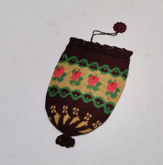 GÜMÜŞ SIRMALI VE KÖK BOYALI OSMANLI DÖNEMİ PARA KESESİ