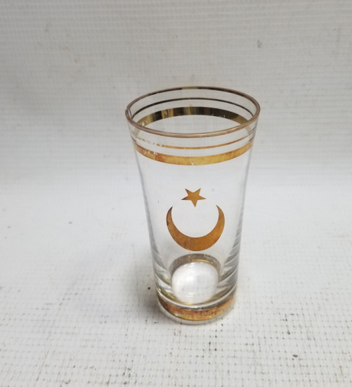 ÜZERİ AY YILDIZLI VE ALTIN VARAKLI NADİR RAKI BARDAĞI