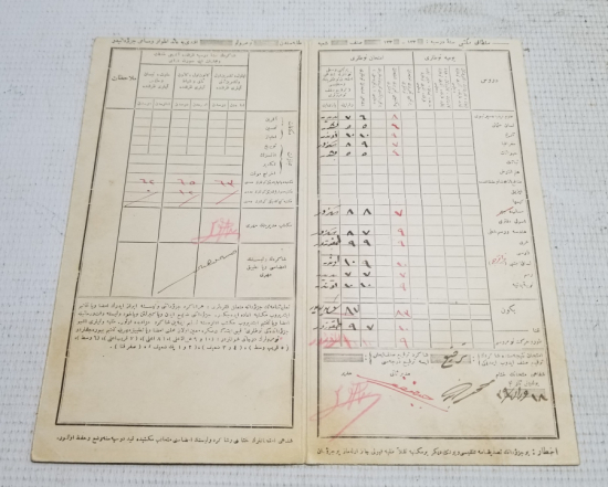 OSMANLI DÖNEMİ ÖĞRENCİ KARNESİ