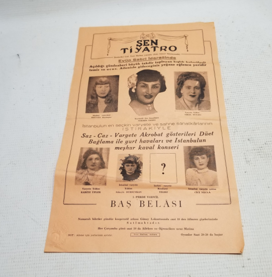 ÇOK NADİR ANTİKA ŞEN TİYATRO AFİŞİ