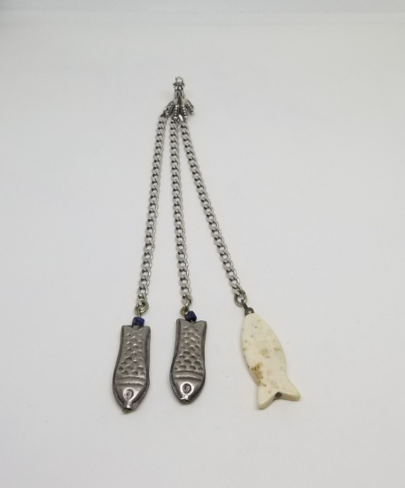 ÖZEL YAPIM ANTİKA GÜMÜŞ BALIKLI TESPİH PÜSKÜLÜ