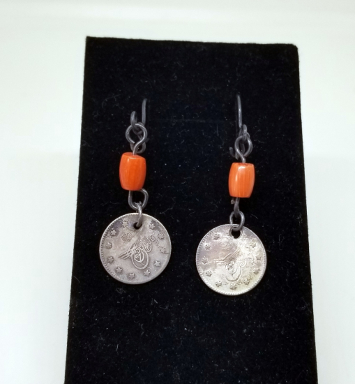 MERCANLI VE OSMANLI PARALI ÖZEL YAPIM GÜMÜŞ KÜPE