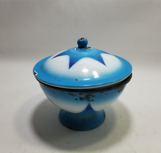 ÜZERİ ALTI KÖŞELİ OSMANLI YILDIZLI OSMANLI DÖNEMİ KAPAKLI EMAYE KASE