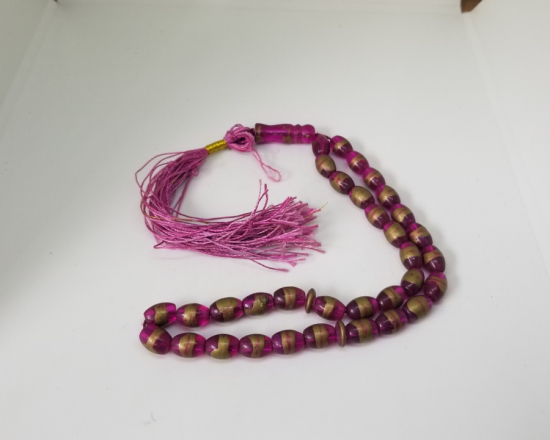 ÜZERİ ALTIN VARAKLI EL BOYAMA OSMANLI DÖNEMİ NADİR BEYKOZ TESPİH