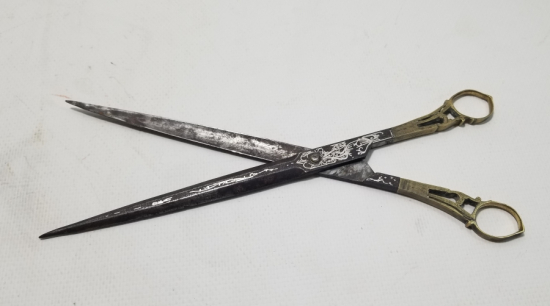 GÜMÜŞ ÇAKMA İŞÇİLİKLİ OSMANLI DÖNEMİ NADİR HATTAT MAKASI