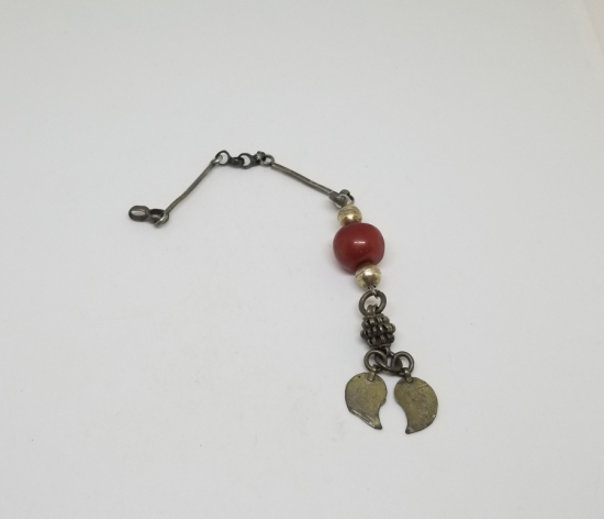 OSMANLI DÖNEMİ KEHRİBAR TAŞLI GÜMÜŞ TESPİH PÜSKÜLÜ