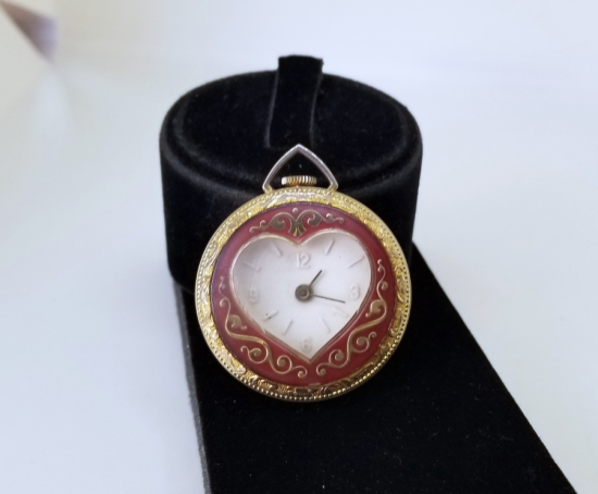 KALP FORMLU ALTIN KAPLAMA ANTİKA KOLYE SAAT