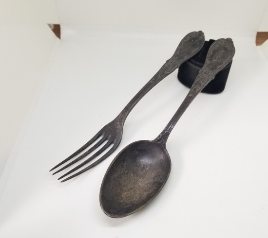 KABARTMA İŞÇİLİKLİ ANTİKA ÇİFT ÇATAL KAŞIK