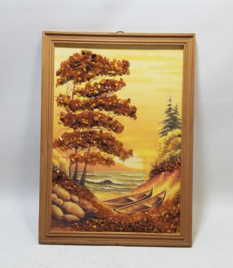 DAMLA KEHRİBARLARLA SÜSLÜ ANTİKA TABLO