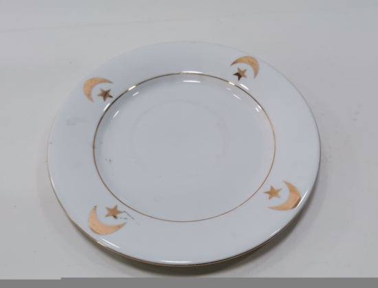 ÜZERİ AY YILDIZ FİGÜRLÜ OSMANLI DÖNEMİ PORSELEN TABAK