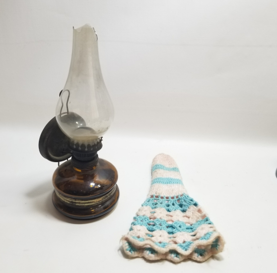 ORİJİNAL BACA KORUMASIYLA ANTİKA GAZ LAMBASI