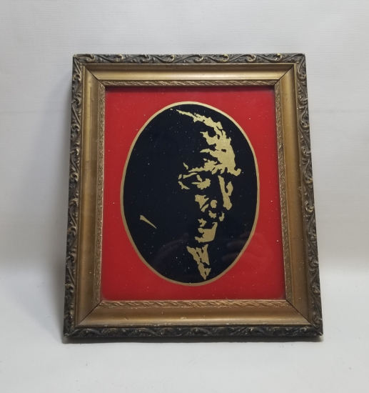 MUSTAFA KEMAL ATATÜRK GÖRSELLİ ORİJİNAL ÇERÇEVESİNDE ANTİKA CAM ALTI PANO