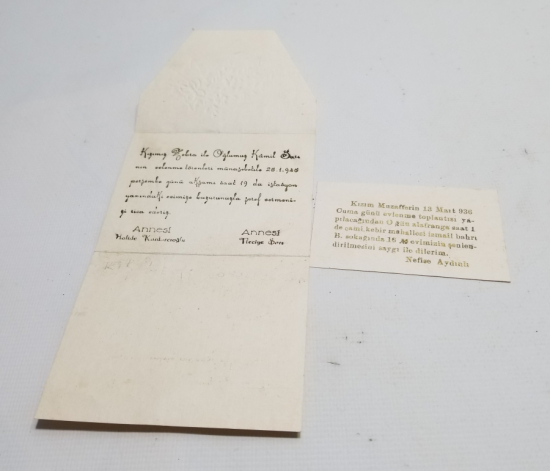 İKİ ADET ANTİKA DAVETİYE