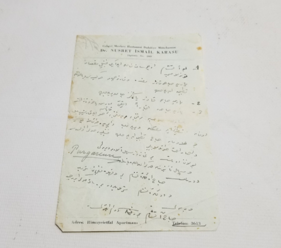 CUMHURİYET BAŞLARI EL YAZMA DOKTOR REÇETESİ