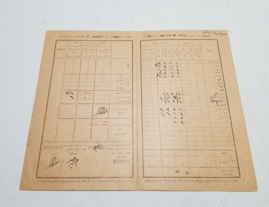 CUMHURİYET BAŞLARI OSMANLICA YAZILI ÖĞRENCİ KARNESİ