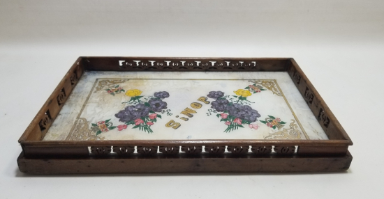 TAMAMI EL YAPIMI SİNOP İŞİ NADİR CAM ALTI AHŞAP TEPSİ