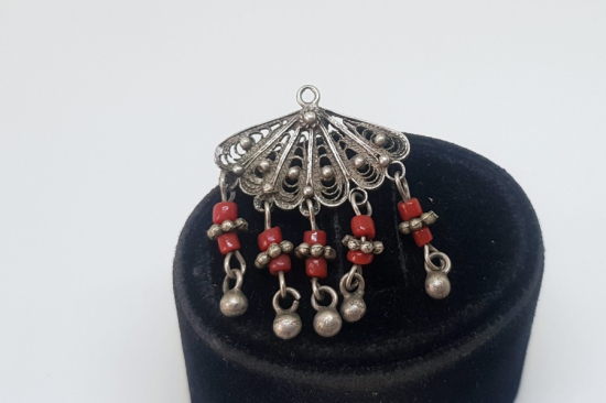 TELKARİ İŞÇİLİKLİ ANTİKA GÜMÜŞ KOLYE UCU