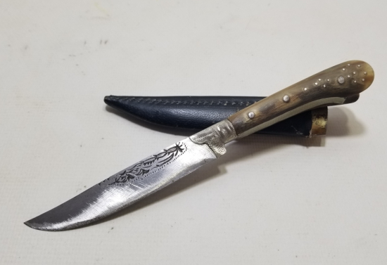 BABAKALE YAPIMI BOYNUZ SAPLI ANTİKA BIÇAK